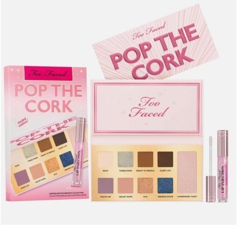 Too Faced Pop The Cork Makeup Set LIMITED EDITION with full size lip plump